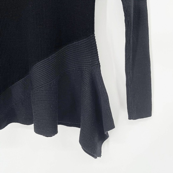 Steffen Schraut Wool Ribbed Asymmetric Hem Sweater Sz 40 Black Crewneck Pullover - Picture 3 of 9